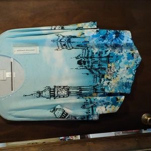 Alfred Dunner studded shirt size XL in Teal, White and Black